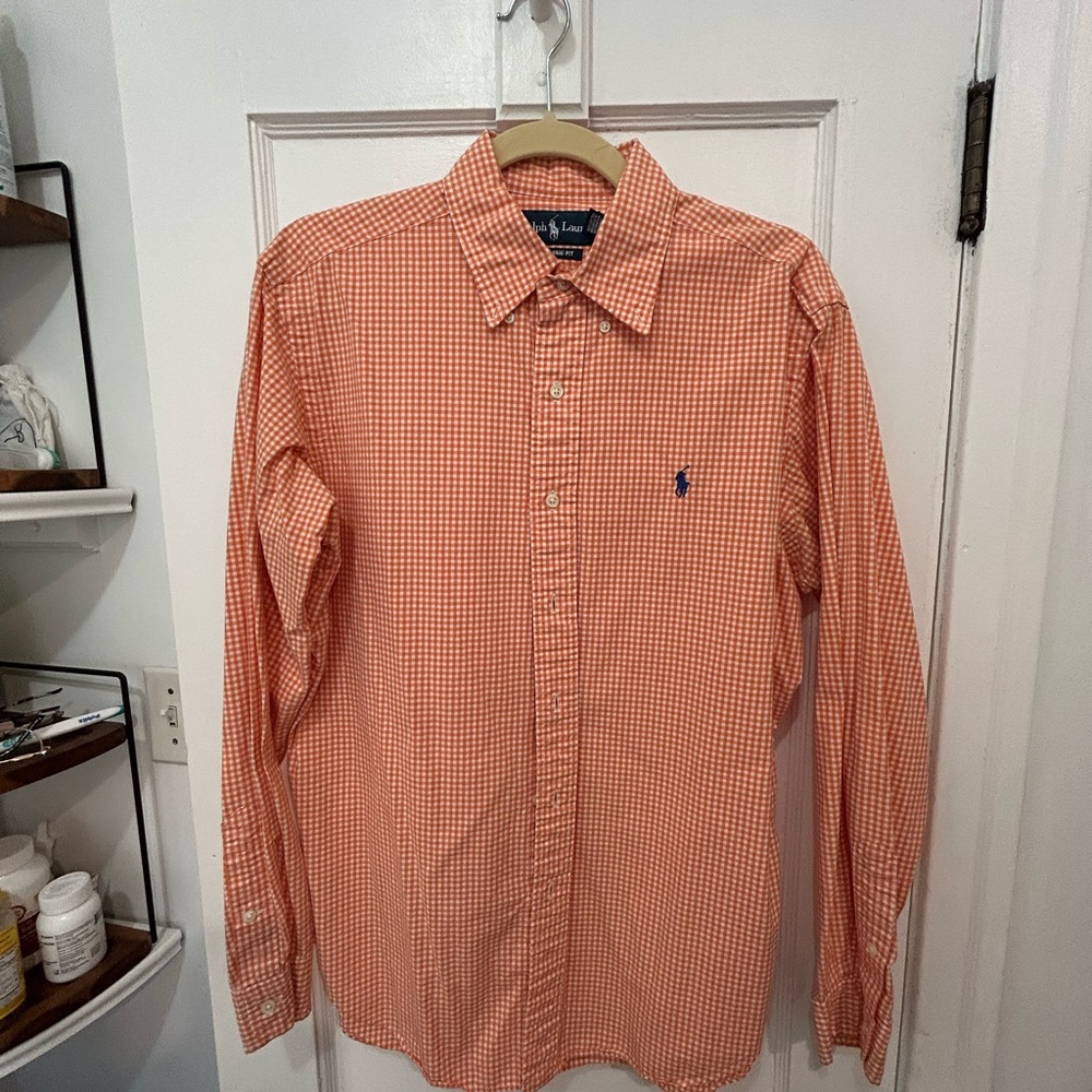 Polo Ralph Lauren Orange Checkered Button Down Shirt